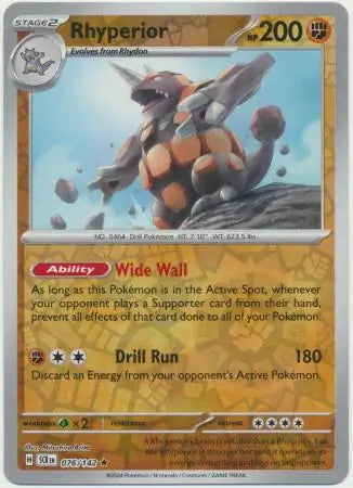 Stellar Crown Rhyperior #76/142 reverse holo